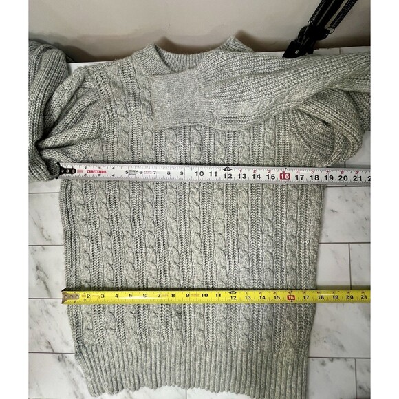 Crown & Ivy Sweater M Puff Sleeve Cable Knit Long Sleeve Preppy Prep School - Picture 4 of 8